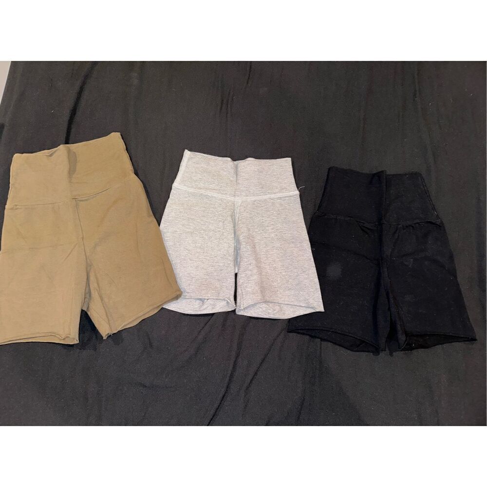 Set of 3 bundle bike shorts American apparel size XS gray olive and black